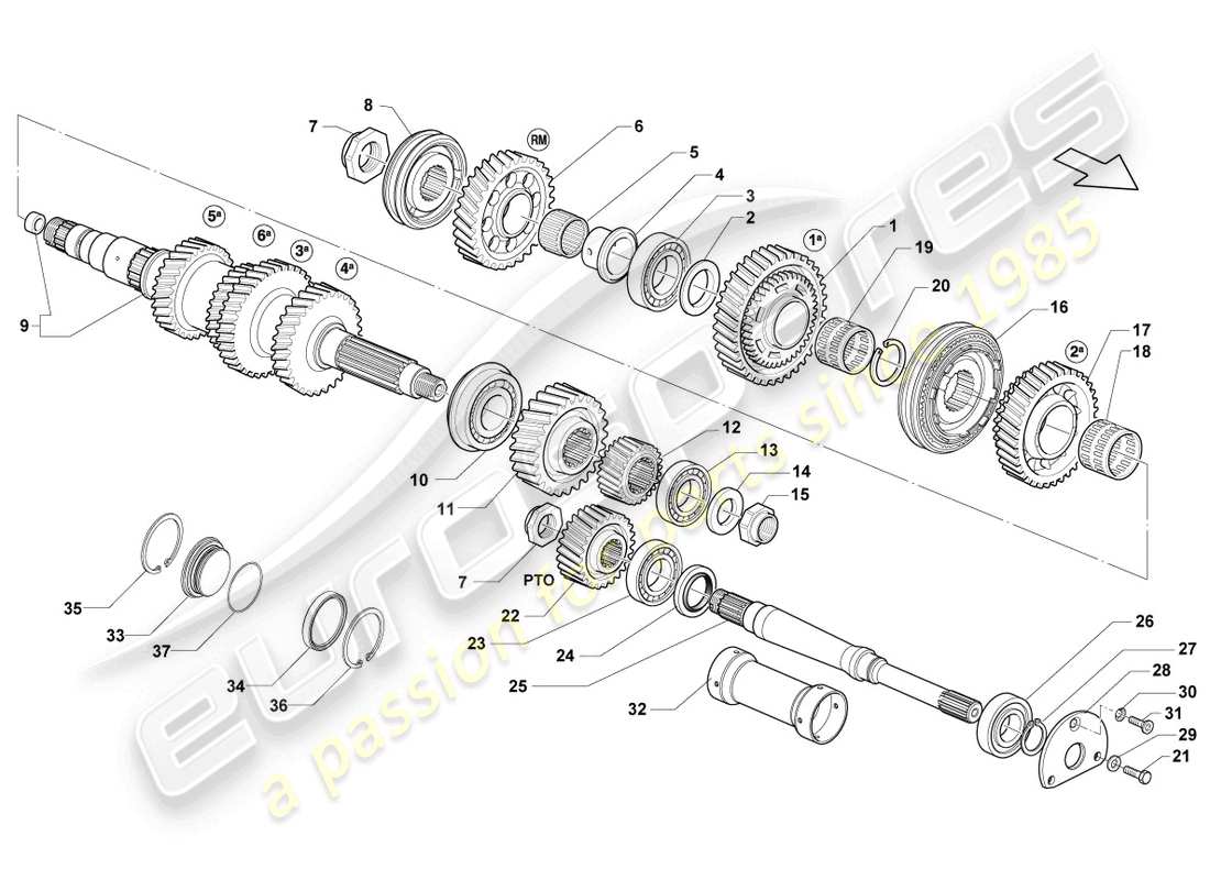 lamborghini lp550-2 spyder (2010) abtriebwelle teilediagramm