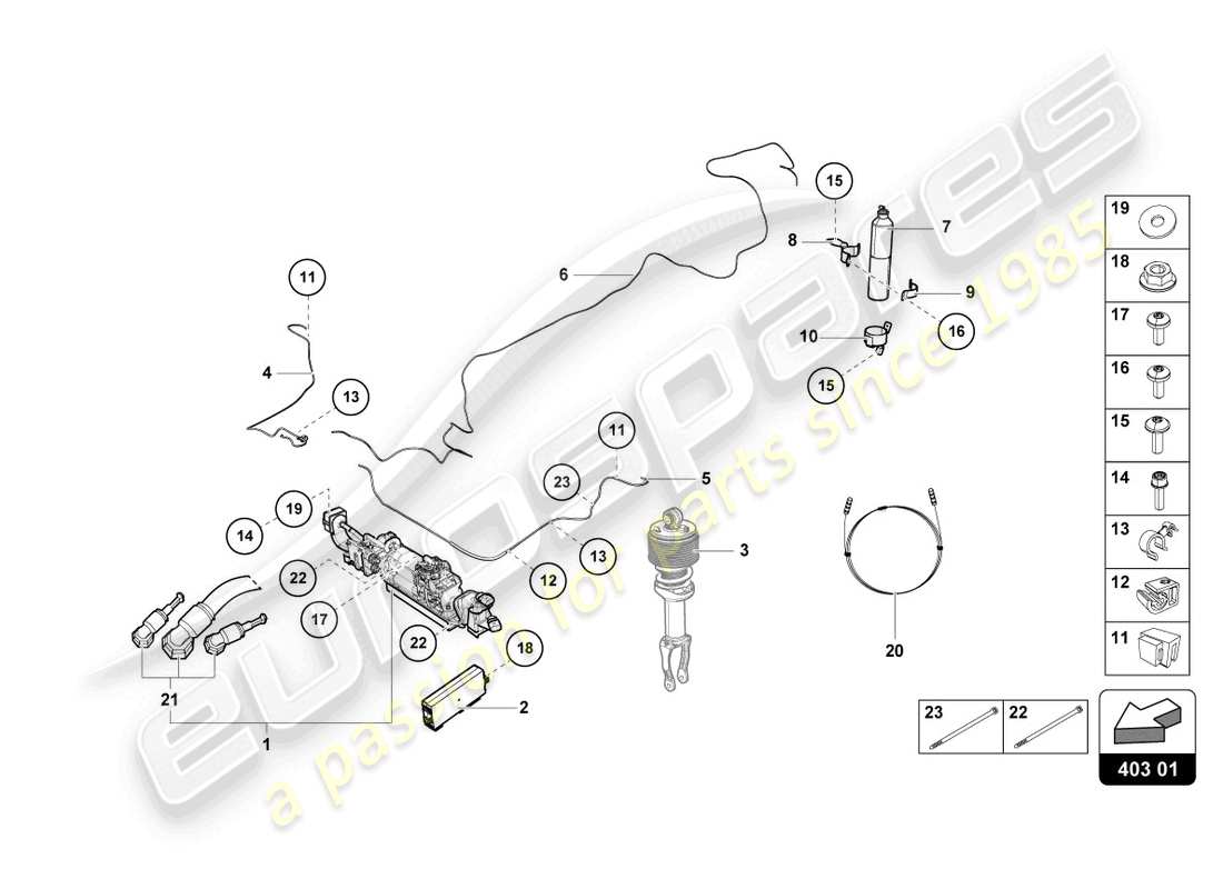 lamborghini evo coupe (2022) hebevorrichtung ersatzteildiagramm