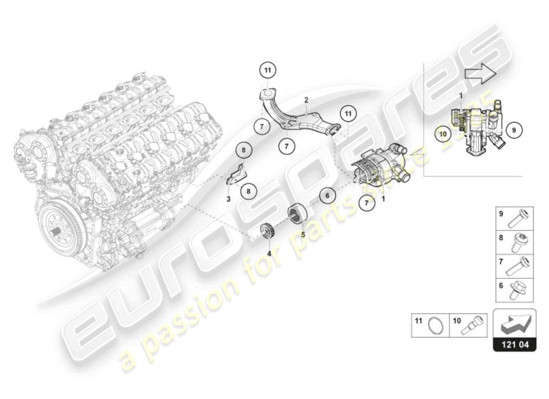 lamborghini revuelto coupe (2024) kühlmittelpumpe wassersystem teilediagramm
