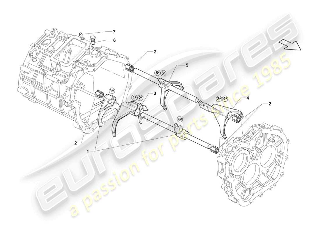 lamborghini lp550-2 spyder (2010) schaltgabel ersatzteildiagramm