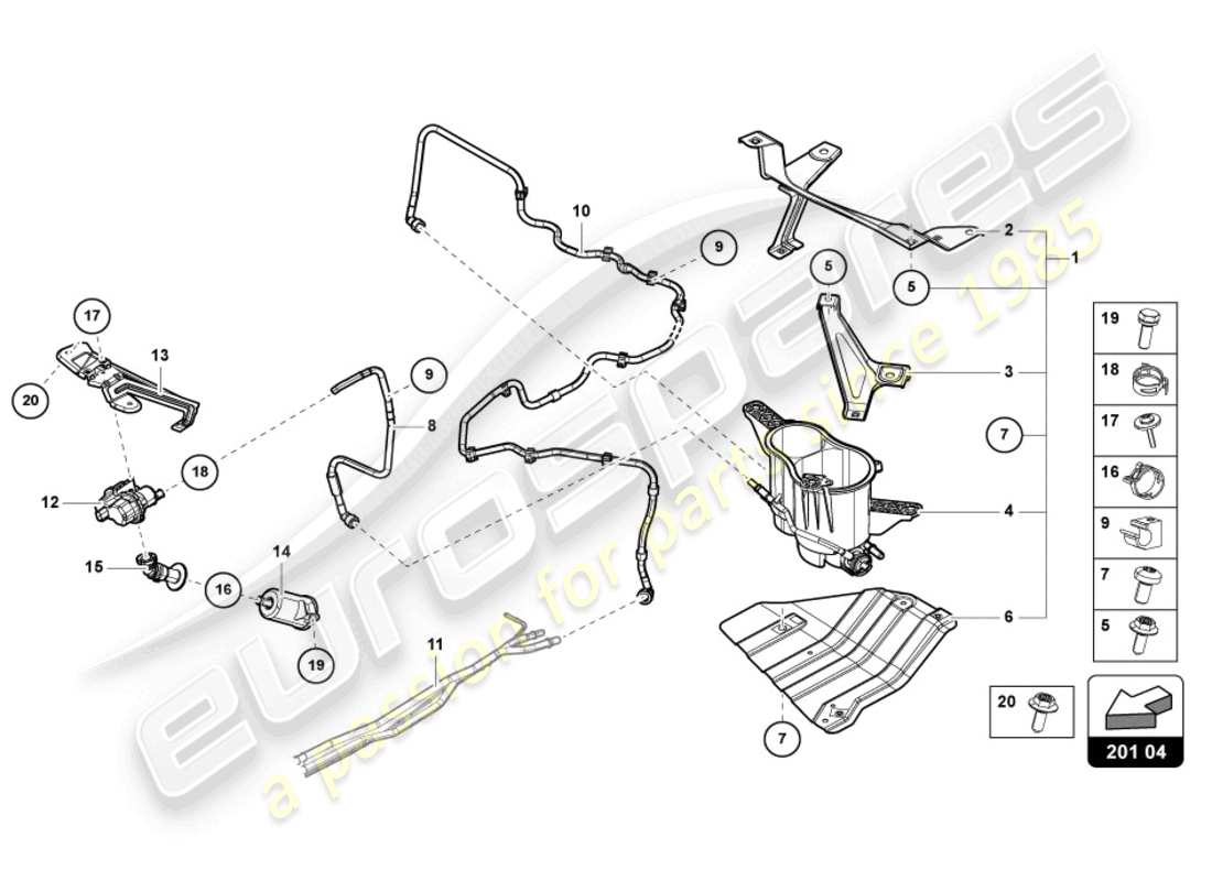 lamborghini urus (2020) dampfbehälter für aktivkohlebehälter ersatzteildiagramm