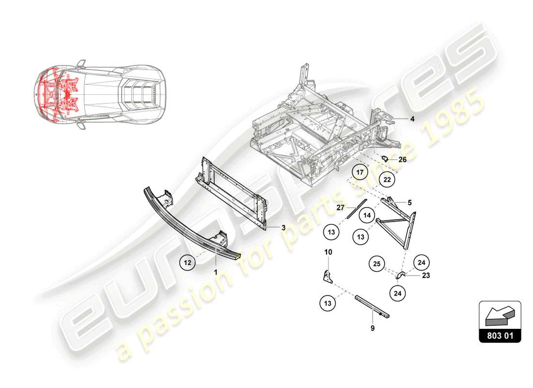 lamborghini super trofeo (2016) äußere elemente des frontrahmens teilediagramm