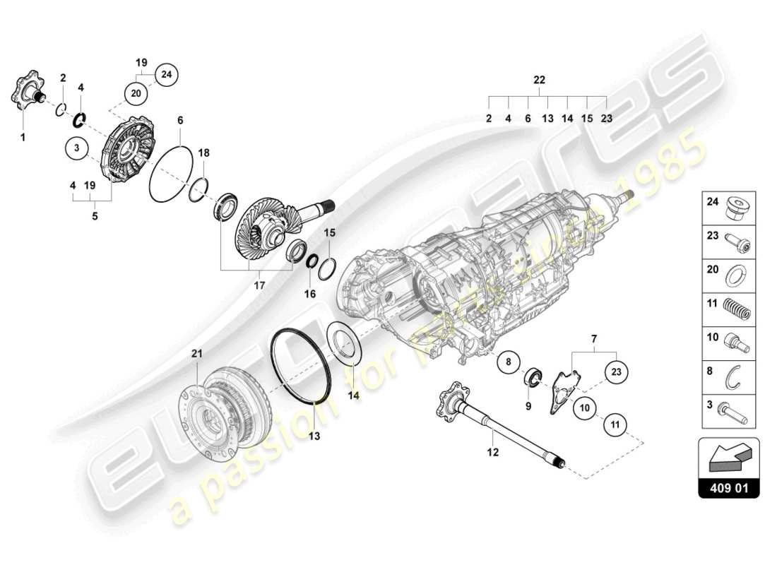 lamborghini urus (2020) differential teilediagramm