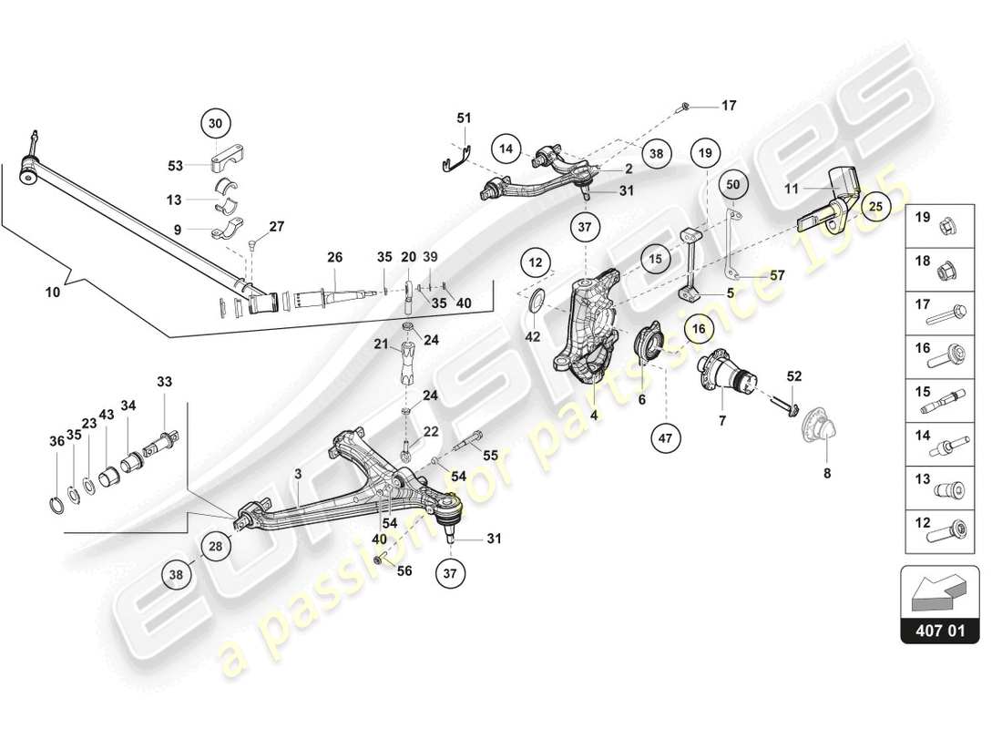 lamborghini 2015 (super trofeo) teilediagramm für vorderarme