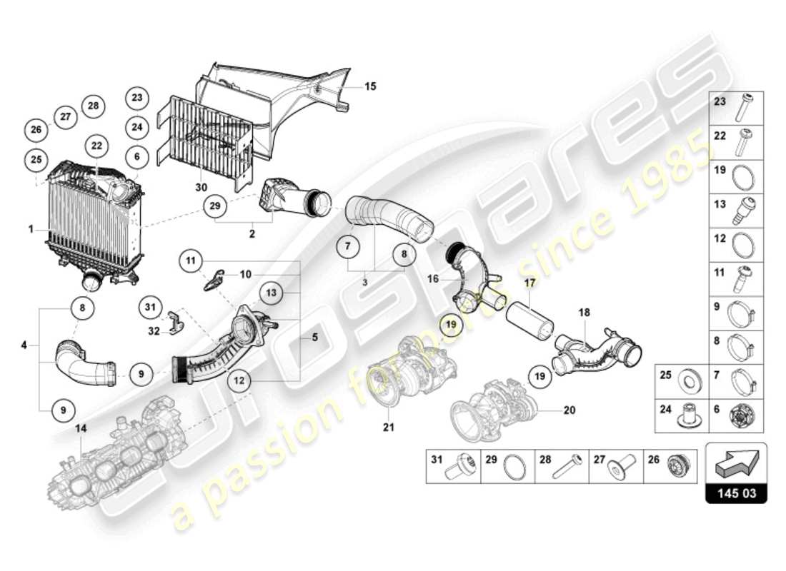lamborghini urus (2021) ladeluftkühler links ersatzteildiagramm