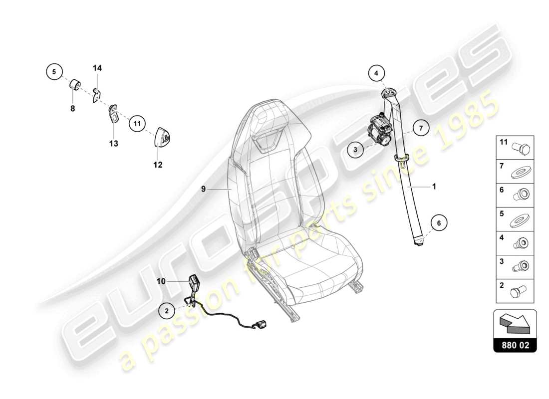 lamborghini 2021 (sto) sicherheitsgurte ersatzteildiagramm