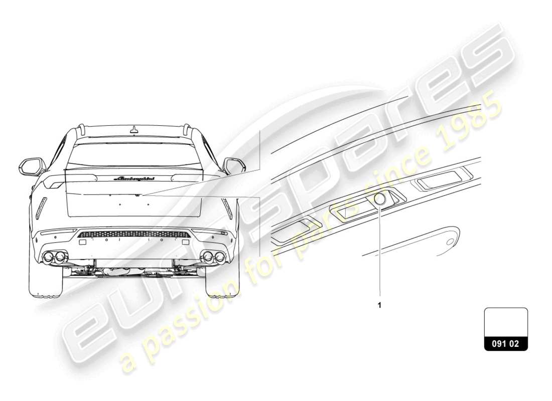 lamborghini urus performante (accessories) nachrüstsatz für rückfahrkamera ersatzteildiagramm