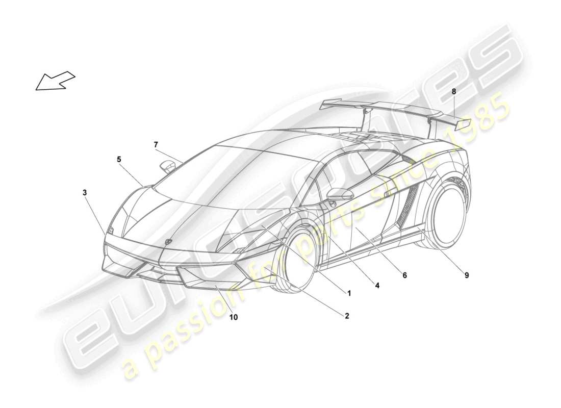 lamborghini blancpain sts (2012) dekorative klebestreifen ersatzteildiagramm