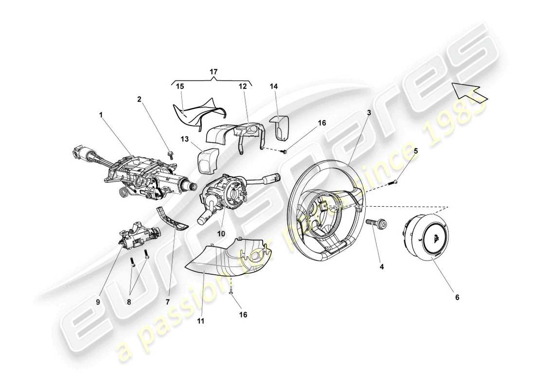 lamborghini lp550-2 spyder (2010) lenksäule ersatzteildiagramm