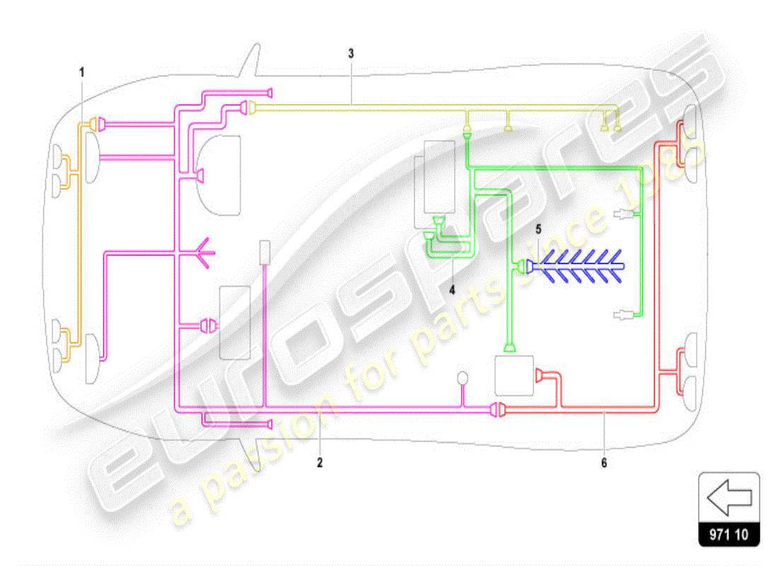 lamborghini diablo vt (1996) teilediagramm des elektrischen systems