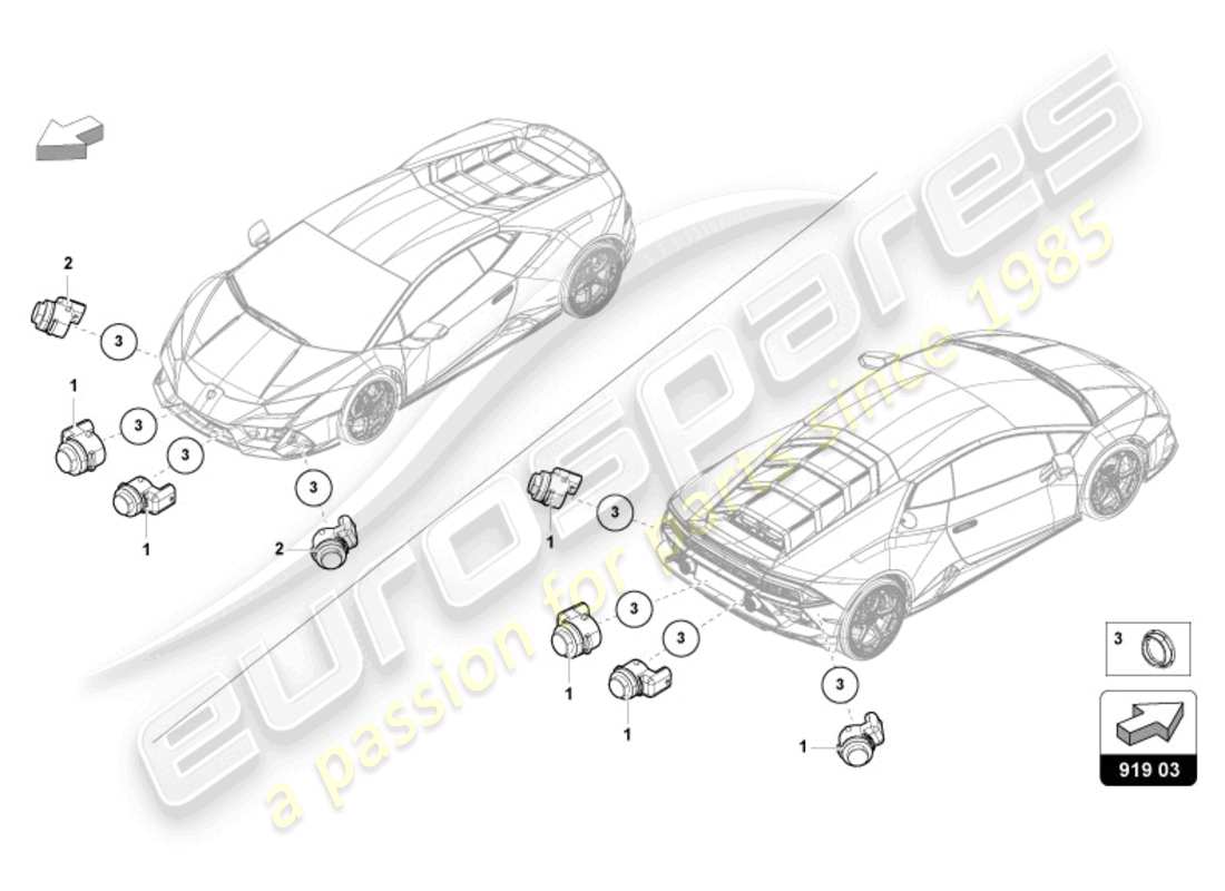 lamborghini evo spyder (2024) parking aid ersatzteildiagramm