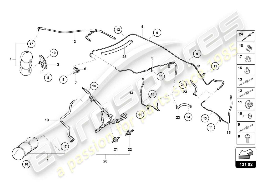 lamborghini evo spyder (2024) vakuumsystem teilediagramm