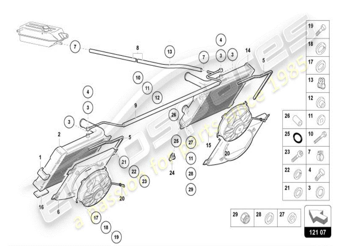lamborghini diablo vt (1996) kühler für kühlmittel ersatzteildiagramm