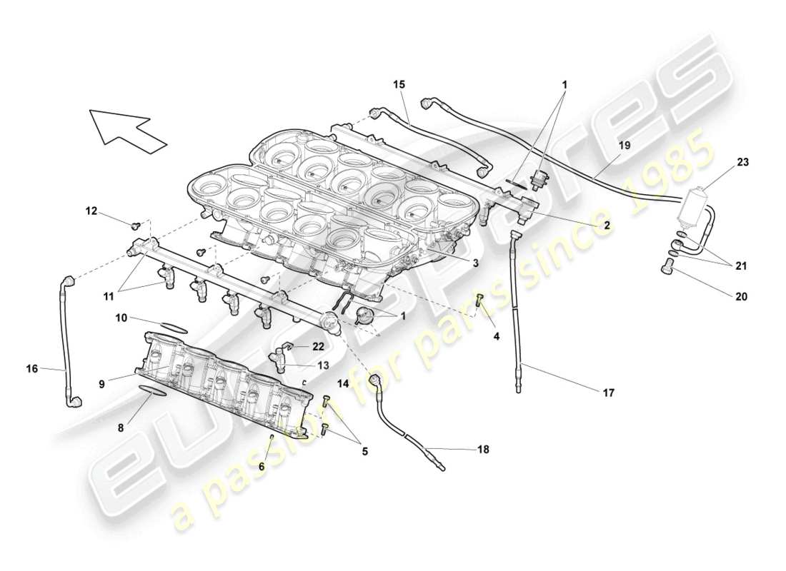lamborghini gallardo coupe (2004) teilediagramm des einspritzsystems