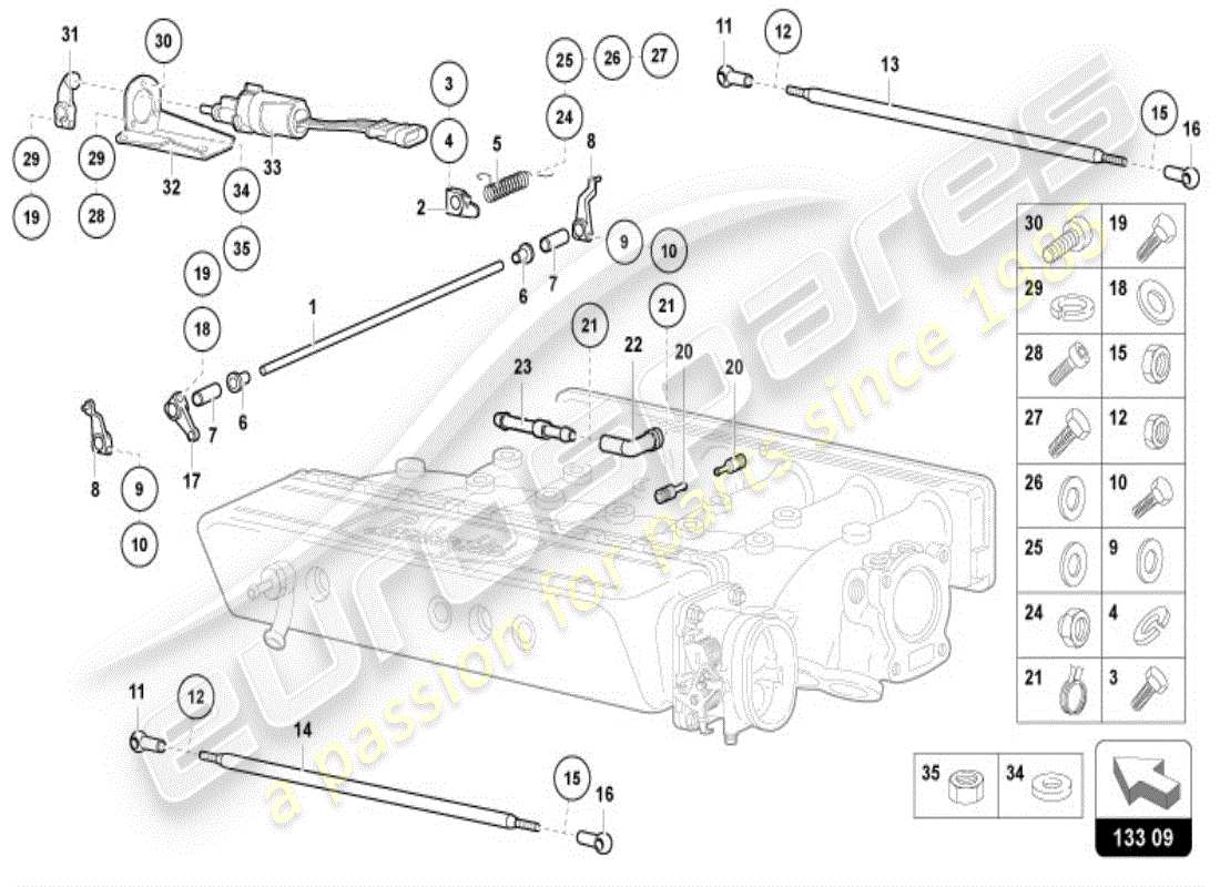 lamborghini diablo vt (1996) linkage-teilediagramm
