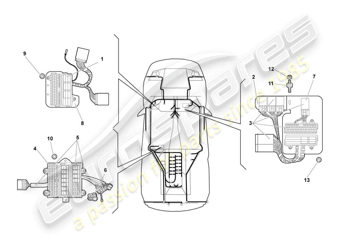 lamborghini lp640 coupe (2010) central electrics ersatzteildiagramm