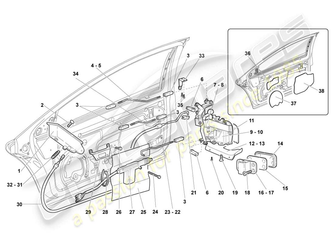 lamborghini lp640 coupe (2010) türschloss teilediagramm