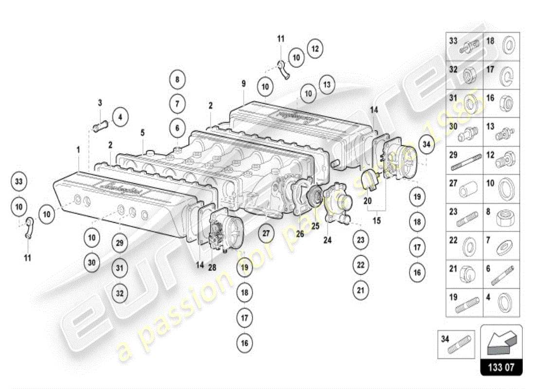 lamborghini diablo vt (1996) ansaugkrümmer - teilediagramm