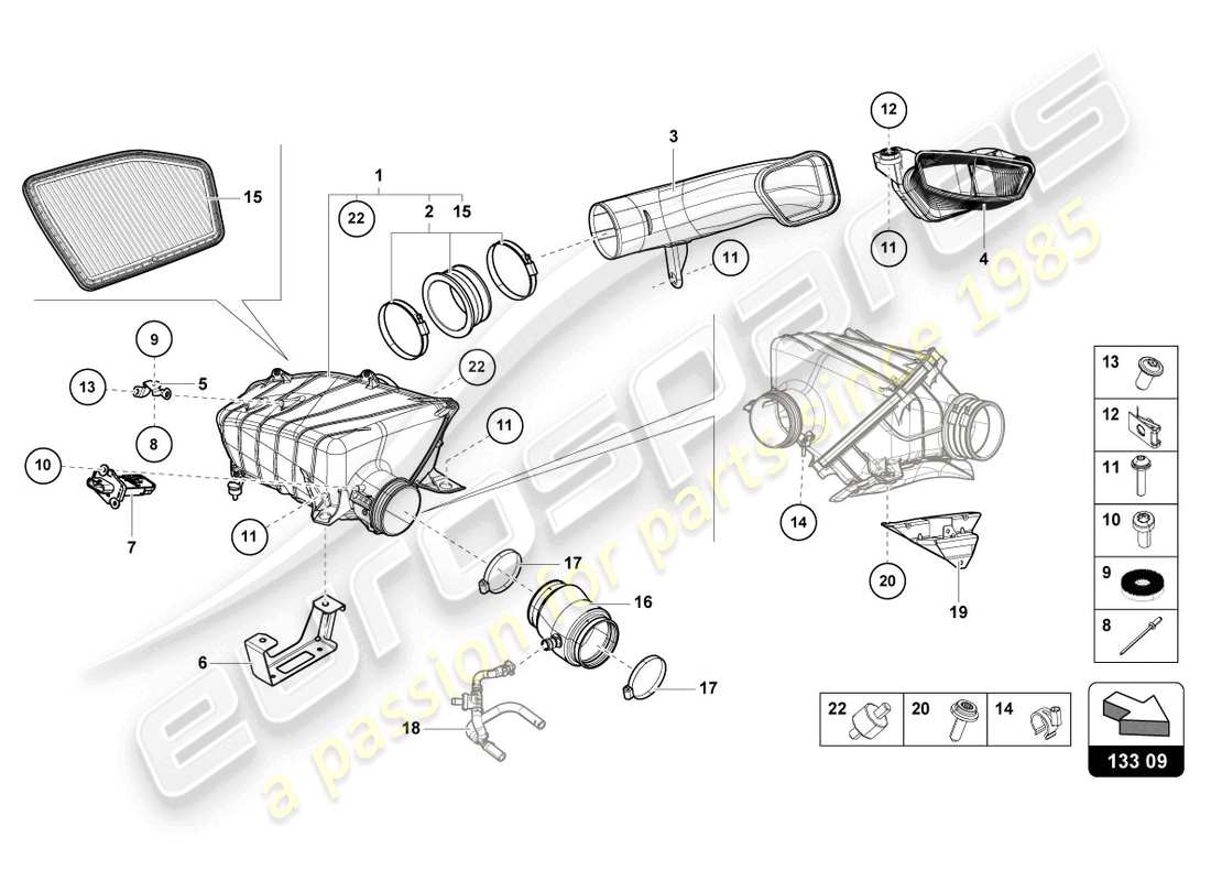 lamborghini tecnica (2023) luftfiltergehäuse teilediagramm
