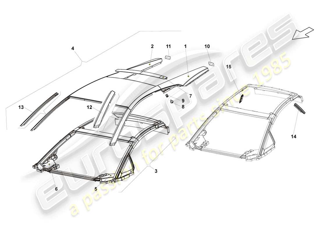 lamborghini blancpain sts (2013) roof-teilediagramm