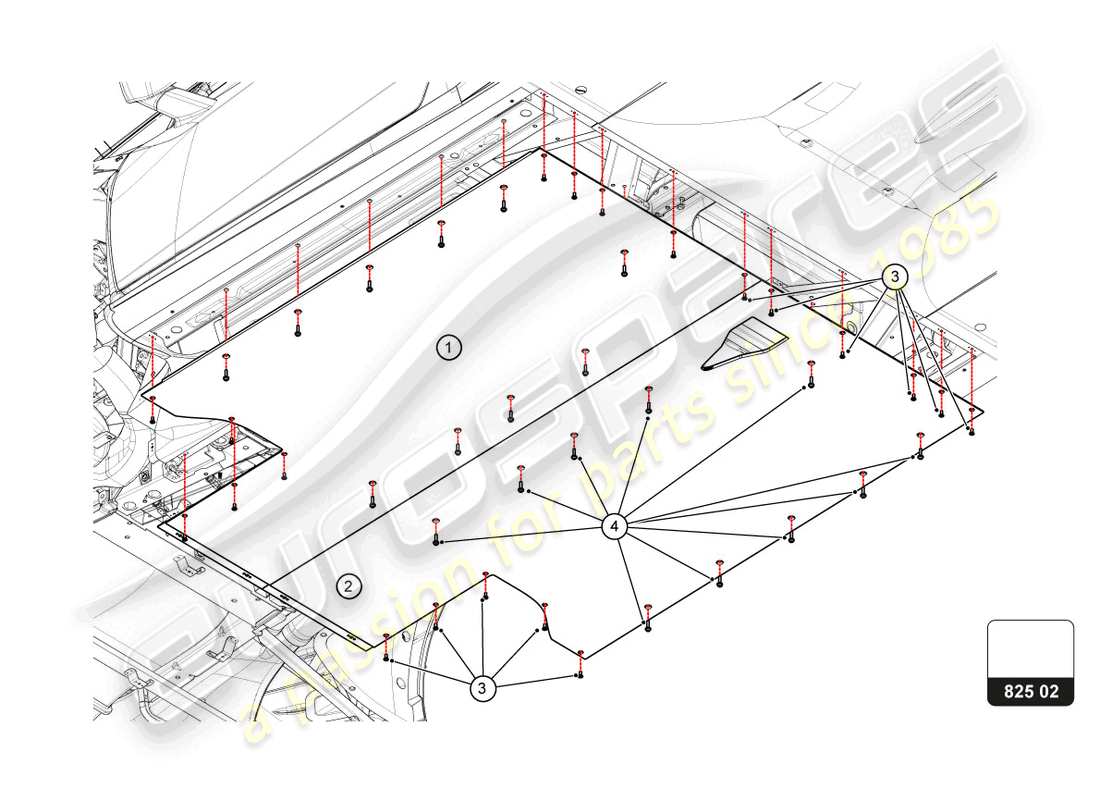 lamborghini super trofeo evo 2 (2022) central floor ersatzteildiagramm