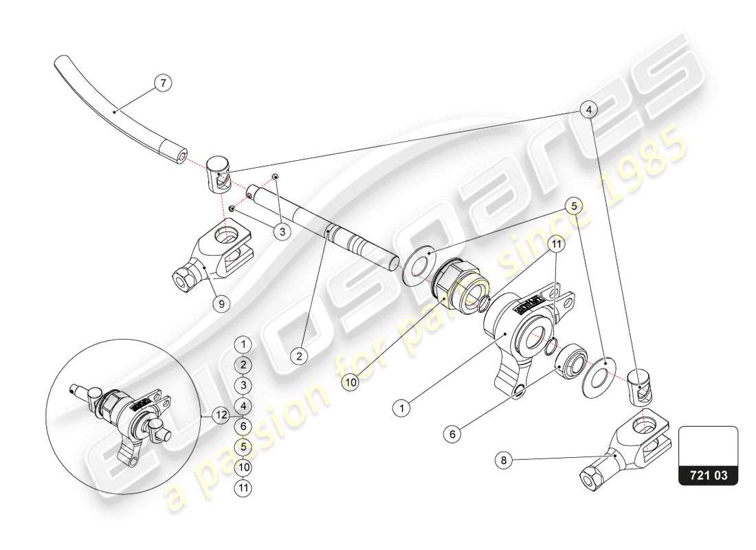 lamborghini super trofeo evo 2 (2022) teilediagramm der pedalbox-baugruppe