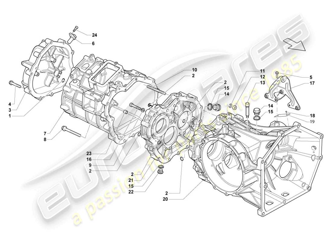 lamborghini lp560-4 coupe fl ii (2013) getriebegehäuse ersatzteildiagramm