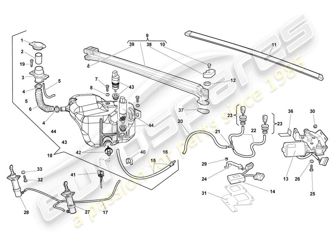 lamborghini lp640 roadster (2008) scheibenwischer-ersatzteildiagramm