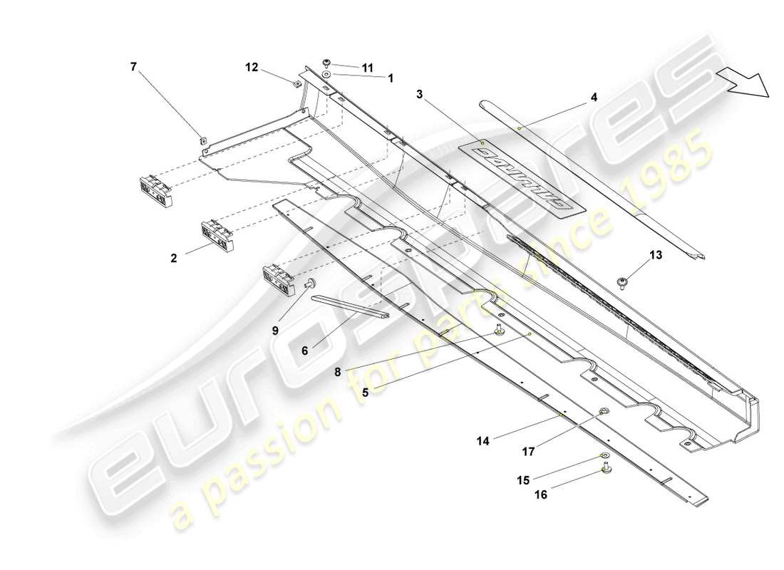 lamborghini blancpain sts (2013) seitenträgerverkleidung teilediagramm