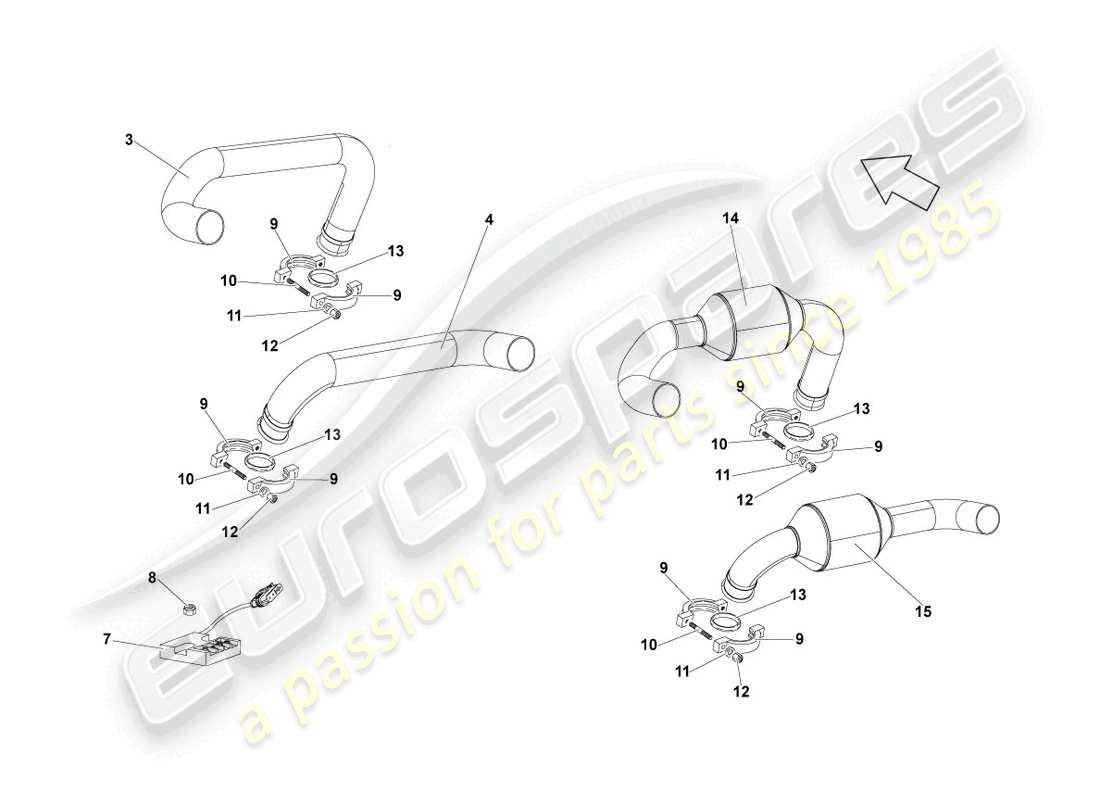 lamborghini lp670-4 sv (2010) auspuffanlage teilediagramm