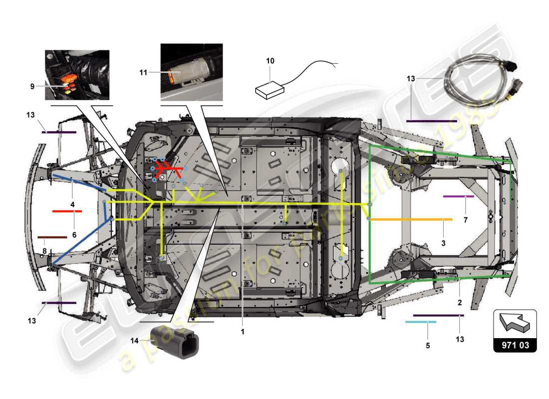 lamborghini 2022 (super trofeo evo 2) teilediagramm des elektrischen systems