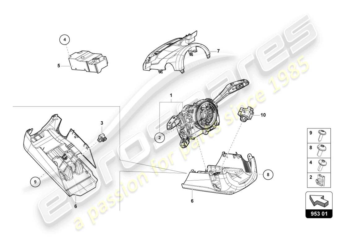 lamborghini urus s (2023) lenksatz-kombischalter ersatzteildiagramm