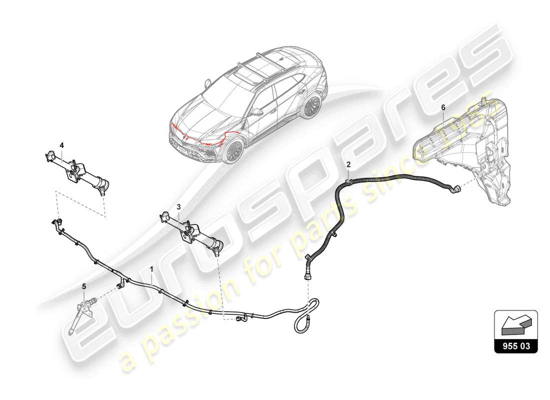 lamborghini urus s (2023) scheibe teilediagramm