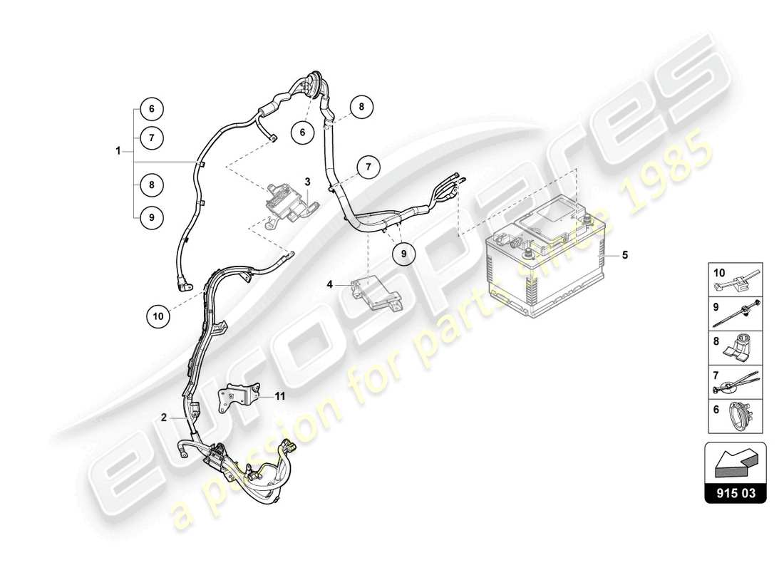 lamborghini urus s (2023) kabelsatz für batterie +/- ersatzteildiagramm