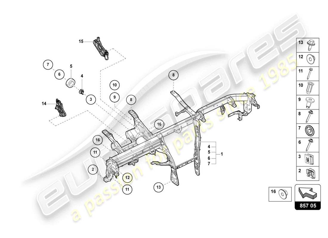 lamborghini urus (2019) quertraeger für armaturenbrett ersatzteildiagramm
