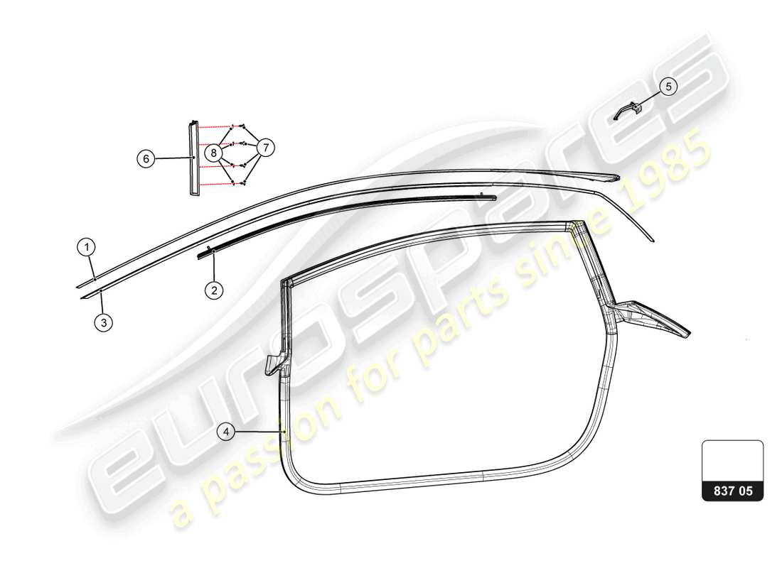 lamborghini super trofeo evo 2 (2022) türdichtung ersatzteildiagramm