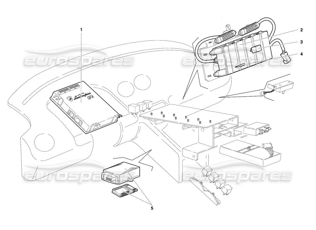 lamborghini diablo se30 (1995) elektrisches system (gültig für usa - januar 1995) teilediagramm
