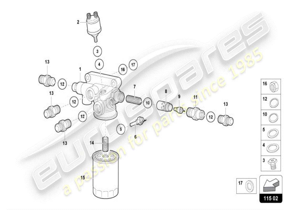lamborghini diablo vt (1995) ölfilter ersatzteildiagramm