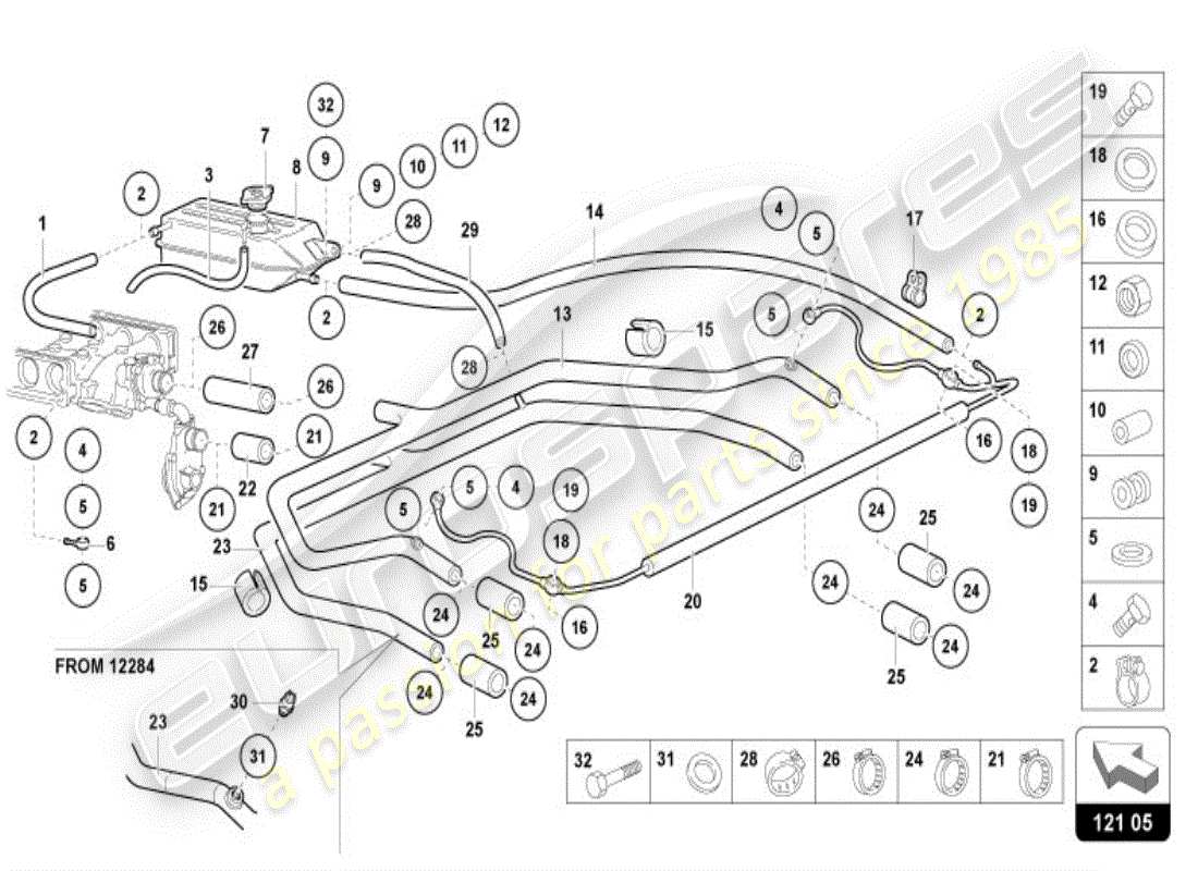 lamborghini diablo vt (1995) kühlmittelpumpe - ersatzteildiagramm