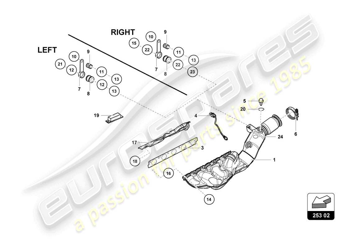 lamborghini super trofeo evo 2 (2022) auspuffanlage teilediagramm