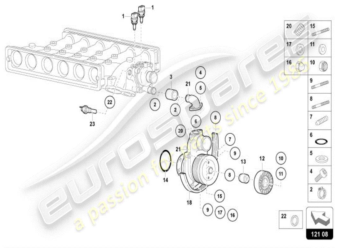 lamborghini diablo vt (1999) kühlmittelpumpe - ersatzteildiagramm