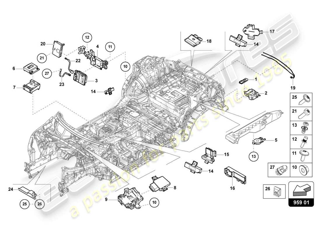 lamborghini urus s (2023) steuergerät für heckklappe ersatzteildiagramm