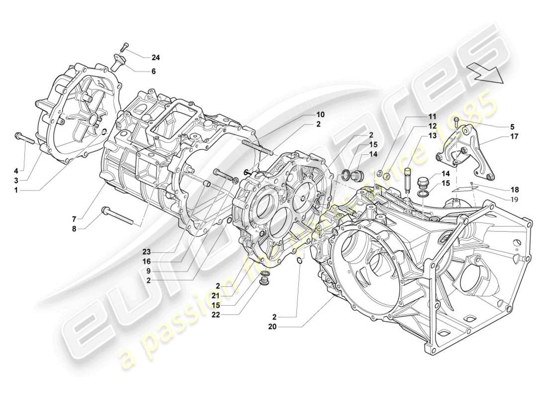 lamborghini lp560-4 spider (2009) getriebegehäuse teilediagramm