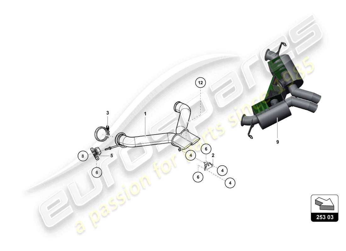 lamborghini super trofeo (2015) schalldämpfer-ersatzteildiagramm