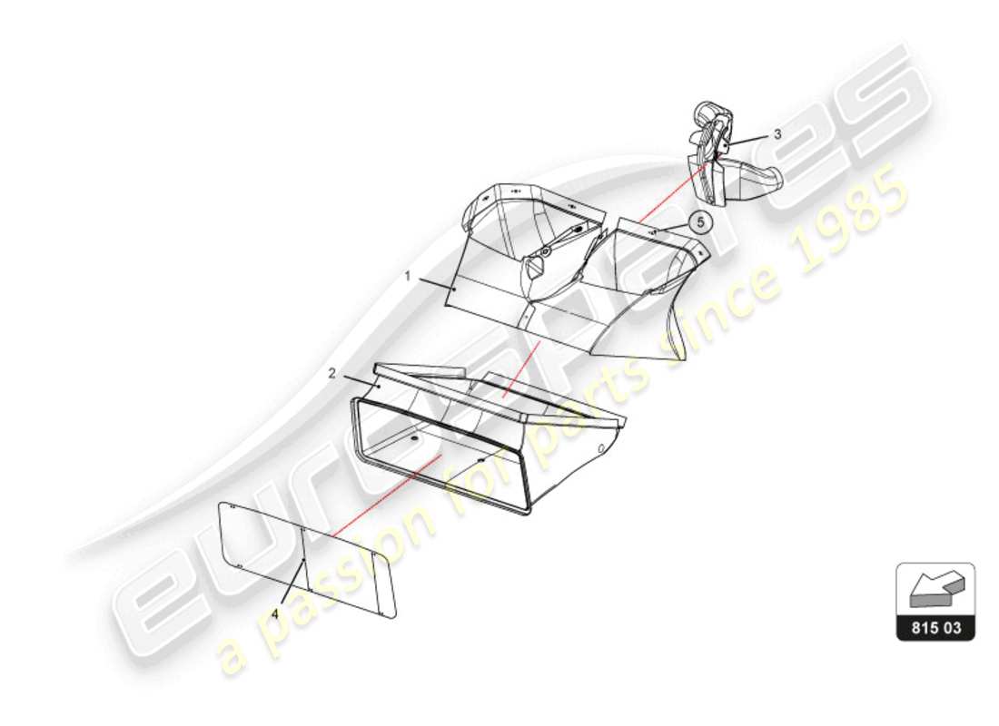 lamborghini super trofeo evo 2 (2022) vorderer luftkanal teilediagramm