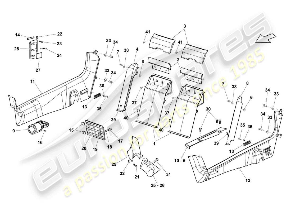 lamborghini lp670-4 sv (2010) säulenverkleidung ersatzteildiagramm