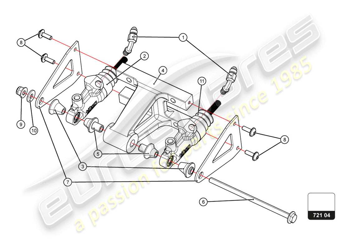 lamborghini super trofeo evo 2 (2022) teilediagramm der pedalbox-baugruppe