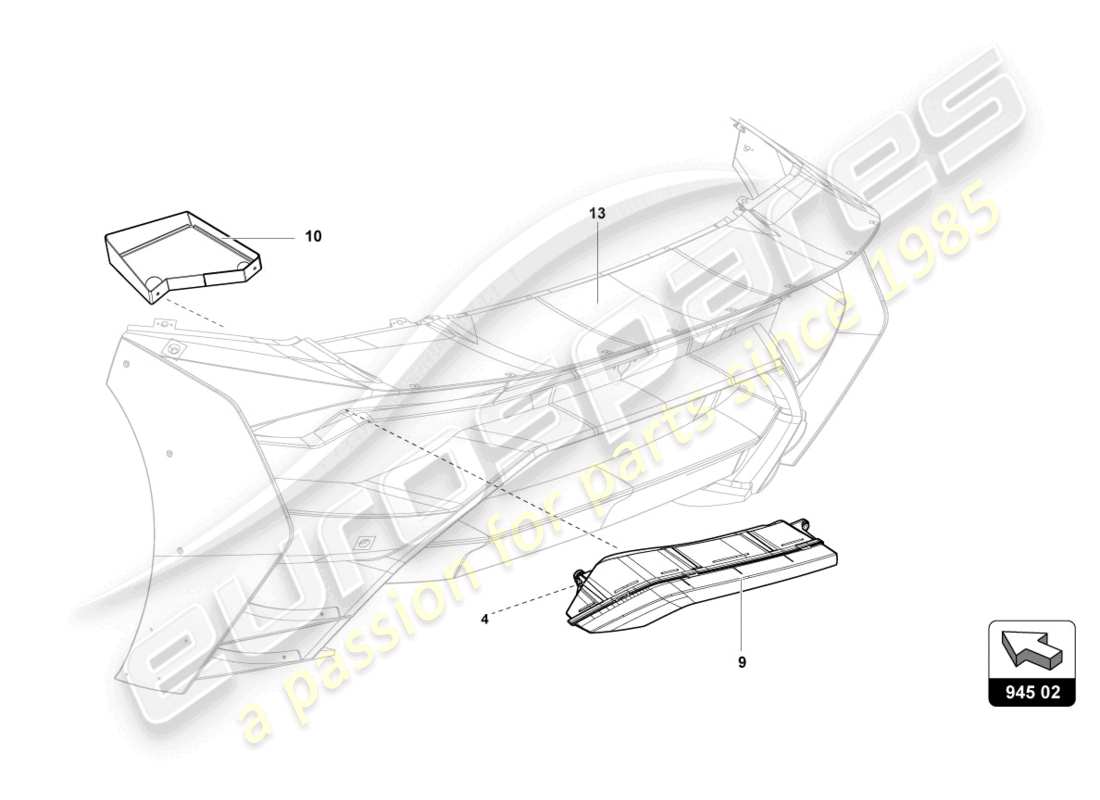 lamborghini super trofeo evo (2018) teilediagramm für rücklichter