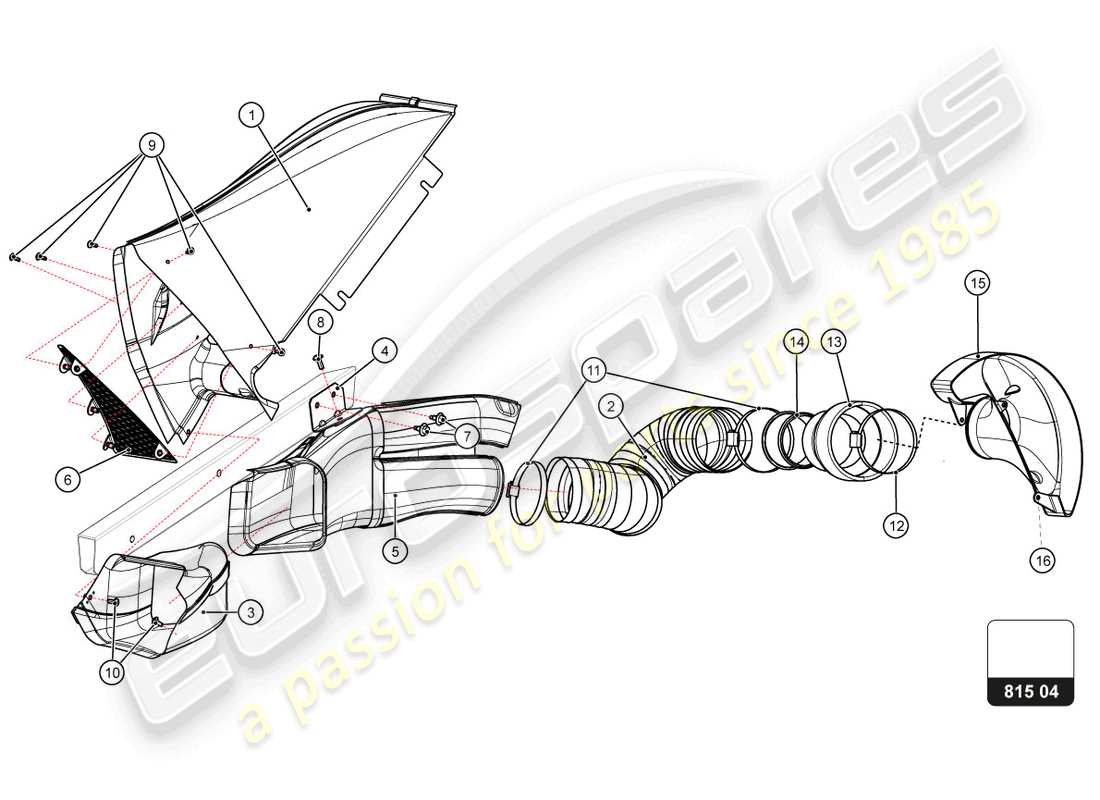 lamborghini super trofeo evo 2 (2022) hintere bremsscheibe und bremssattelkühlung teilediagramm