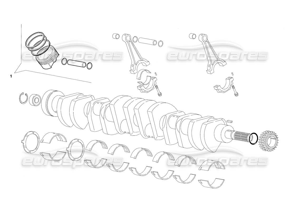 lamborghini diablo sv (1997) kurbelgetriebe (gültig für kanada – märz 1997) teilediagramm